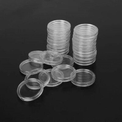 100Pcs 33mm Plastics Transparent Round Coin Capsules