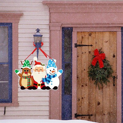 Merry Christmas Door Hanger Santa Claus Snoweman Paper Banne
