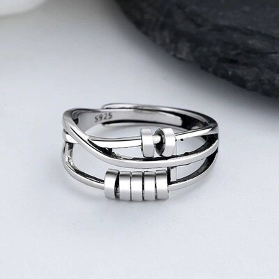 Anxiety Ring Adjustable Opening Women Men Fidget Ring With B