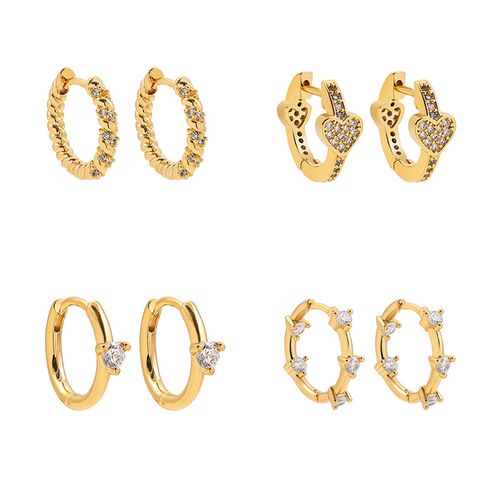 Fashion Colorful Crystal Small Hoop Earrings Clear CZ Geomet