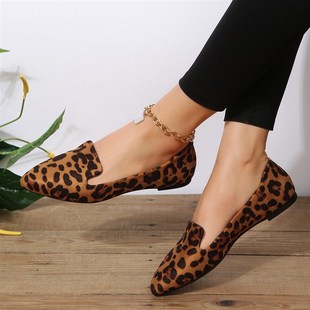 BCEBYL Loafers Flats Leopard Pointed Toe Casual Women Shoes