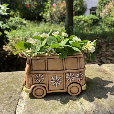 [Vintage Planter] Vintage Hippie Van Resin Planter,