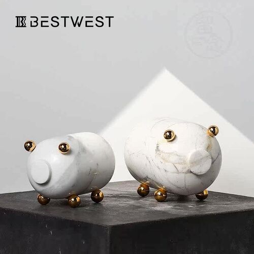 Marble pig decoration living room wine cabinet home soft dec