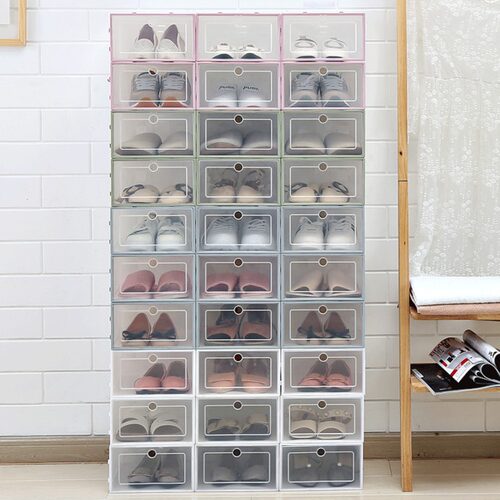 3PCS Transparent plastic shoe box dustproof Shoes cabinet