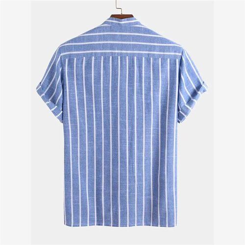 ZAFUL Striped Shirts for Men Half Button Collarless Short Sl