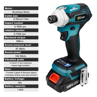 Gisam 588N.m Brushless Electric Screwdriver Cordless Impact