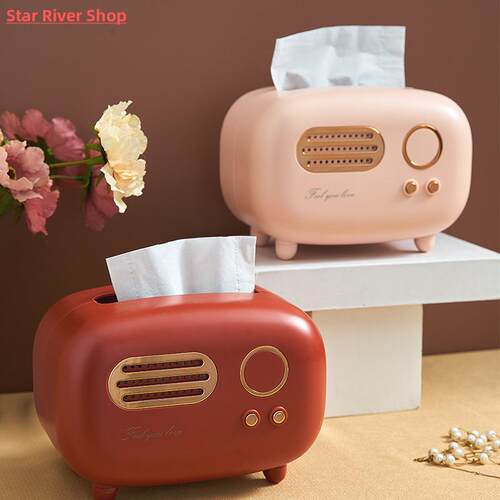 Retro Radio Model Tissue Box Desktop Paper Holder Vintage