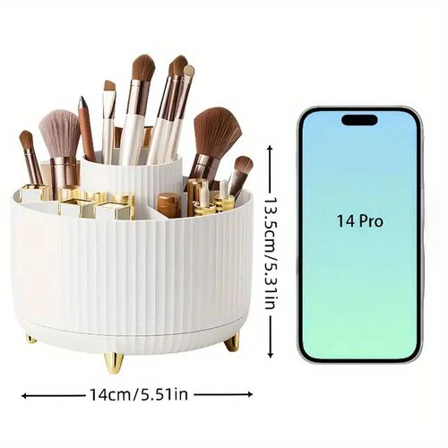 360 Rotating Makeup Organizer - 1pc Plastic Cosmetic Stora