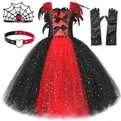 Sparkly Demon Vampire Queen Costume for Girls Spider Witch
