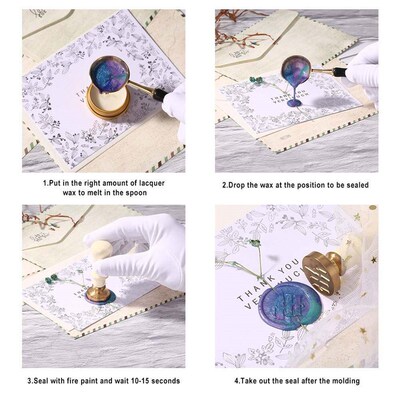 Retro Wax Seal Plant Pattern Sealing Wax Stamp Wood Handle E