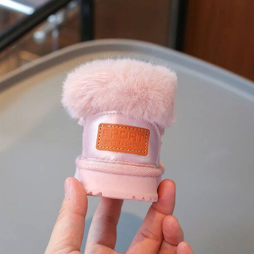 Winter Plush Boots For Children PU Leather Waterproof Boys