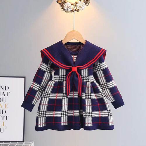 Toddler Girl Sweater Dress 2023 New Autumn Winter Warm 0-7Y
