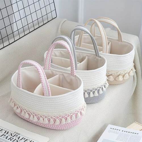 A Multifunctional Storage Basket with Dividers, Portable for