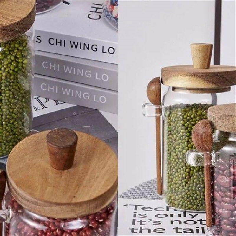 Kitchen Glass Sealed Jar Household Portable Five Grains - 实物图