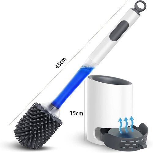 Toilet Bowl Brush Holder Set: Silicone Toilet Brush with Ref