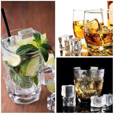 VORCOOL 50Pcs 20mm Cube Square Shape Glass Luster Ice Cubes