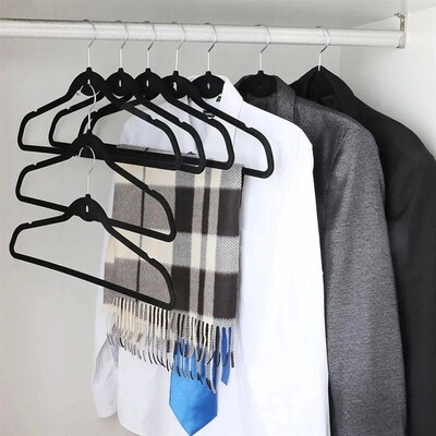 Non Slip Velvet Clothing Hangers 100 Pack Black Home Accesso