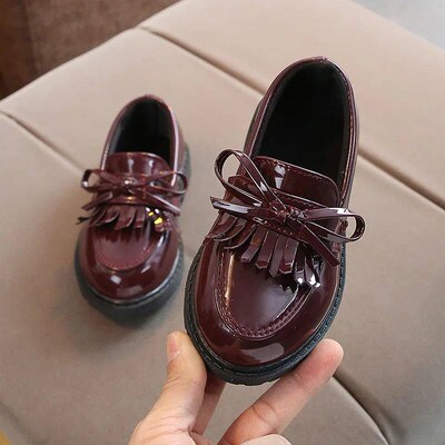New Girls Black Dress Leather Shoes Children Wedding Patent
