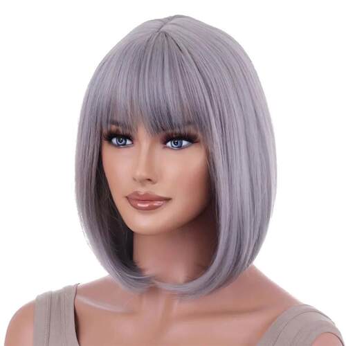 Synthetic Wig Short Platinum Blonde Ombre Wavy Wig Dark Root