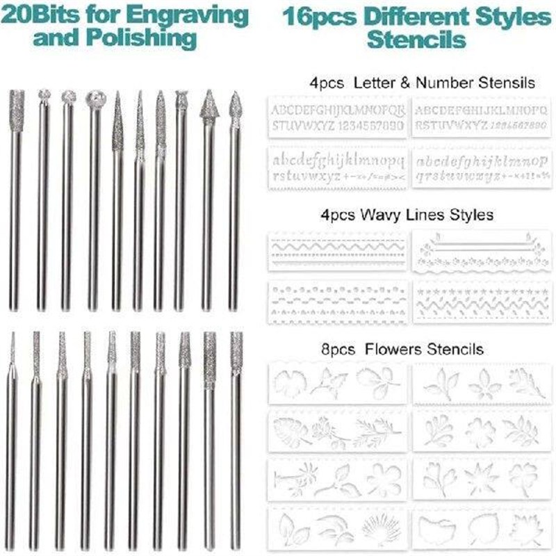 Engraving Pen, Electric Engraving Tool Kit USB Rechargeable - 实物图