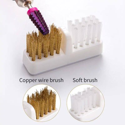 Electric Nail Drill Bits Cleaning Brush with Dustproof Box P