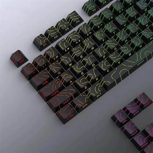 New Topographic Keycaps 4.0 Version Shine Through 98 Key PBT
