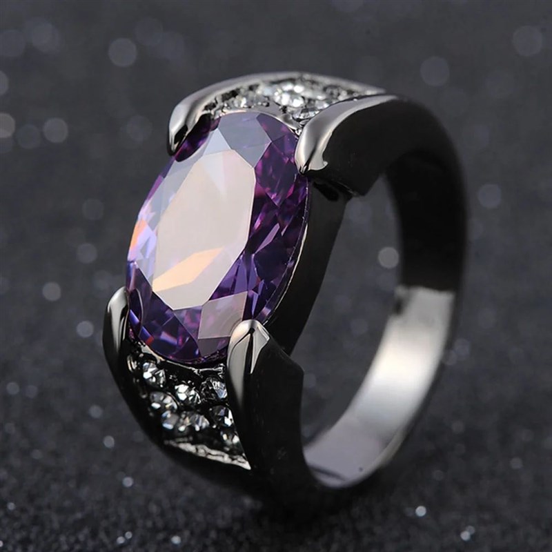 Milangirl Zircon Inlaid Black Cross Border Rings For Men Red - 实物图