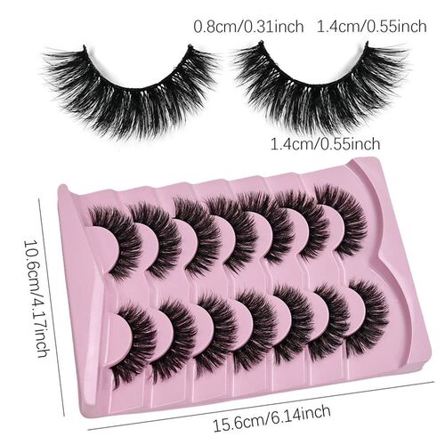 7 Pairs False Eyelashes Wispy Lashes Natural Look Fake Eyela