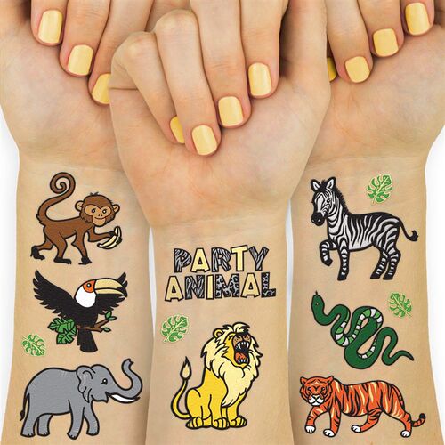 animal tatots Jungle Temporary Tattoos Kids toys纹身贴纸套装