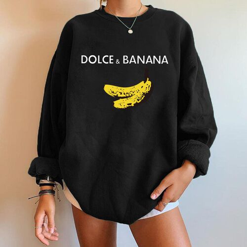 Dolce&banana Print Women Sweatshirts Sreetwear Round Neck Lo