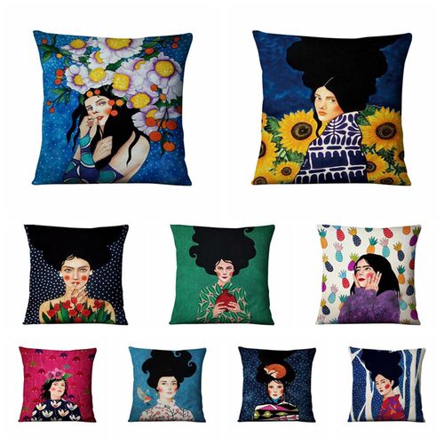 British Art Printed Pillowcase Elegant Woman Painting Cushio