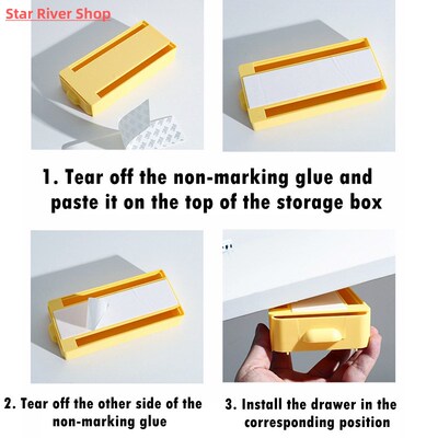 Plastic Drawer Hidden Storage Box Organizer Under-desk Drawe