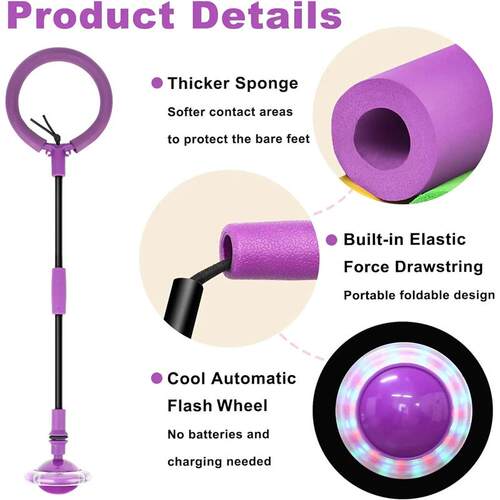 Portable Foldable Colorful Flash Wheel Swing Skip Ball, Kids