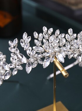 Wedding Bridal Headband Handmade Rhinestone Crystal Flower H