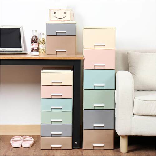 Desk top storage box simple plastic drawer type storage cabi