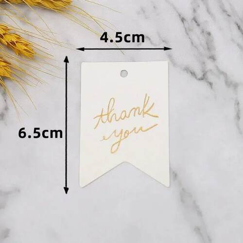 50pcs Kraft Paper Tag White Black Bronzing Thank You Tag Lug