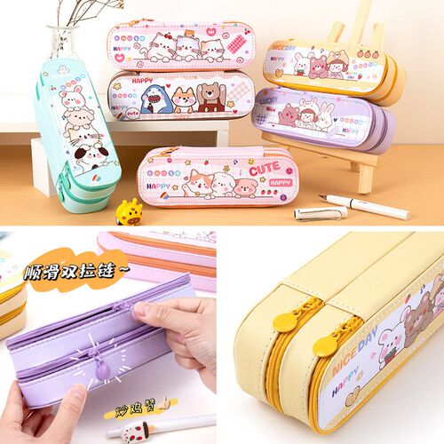 Ins High Beauty Pen Box Creative Large Capacity Canvas Doub