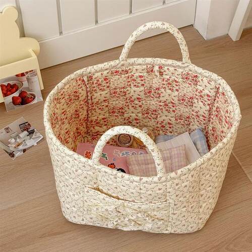 Airfriend Vintage Floral Organizers Basket With Handle Porta