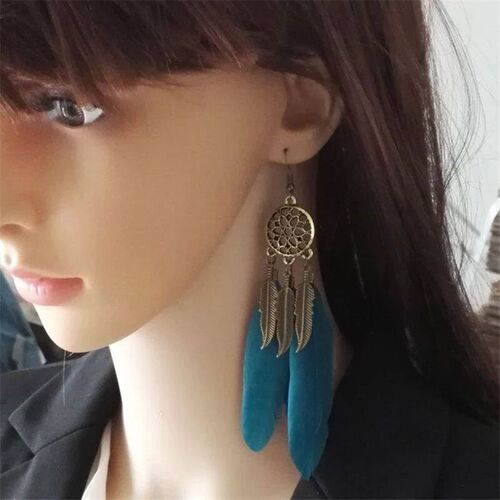 Fashion 1Pair Beautiful Women And Girl Feather Drop Earring