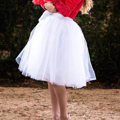 Summer Style 6 Layers Knee Length Tutu Tulle Skirt High Elas