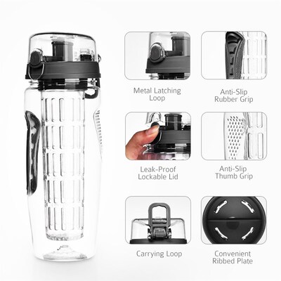 BPA Free Fruit Infuser Water Bottle Juice Shaker Sports Lemo