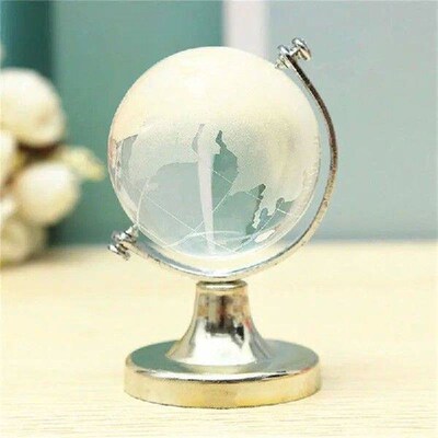 Y17A Crystal Glass Frosted World Globe Stand Paperweight