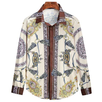 Autumn Mens Fashion 3D Digital Shirt tendy Youth Long Sleev