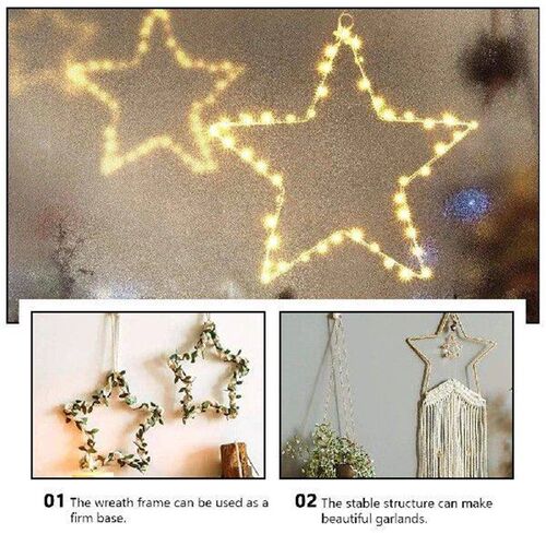 2 Pcs Pentagram Wire Macrame Hoop Star Garland Iron Wreath