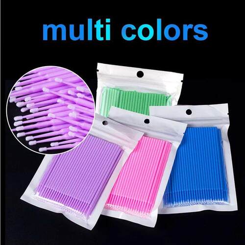 100Pcs Eyelash Cleaning Brush Lash Extension Micro Cotton Sw