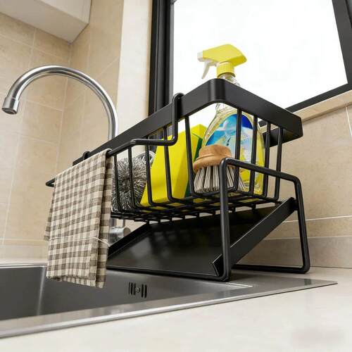 Kitchen Sink No-Drill Drain Rack Spice Storage Hanging Rack