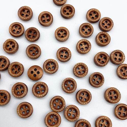 50pcs 10mm 4hole Mini Color Kids Buttons  Wood Buttons Cloth