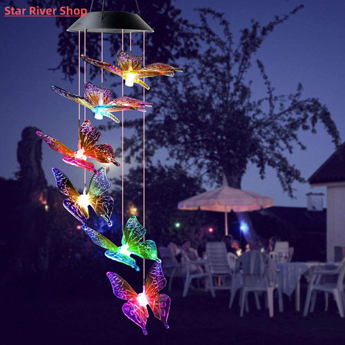 Solar Wind Chimes Light Garden Butterfly Solar Lights 120mAh