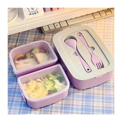 Kawaii Portable Lunch Box For Girls School Kids Plastic Picn
