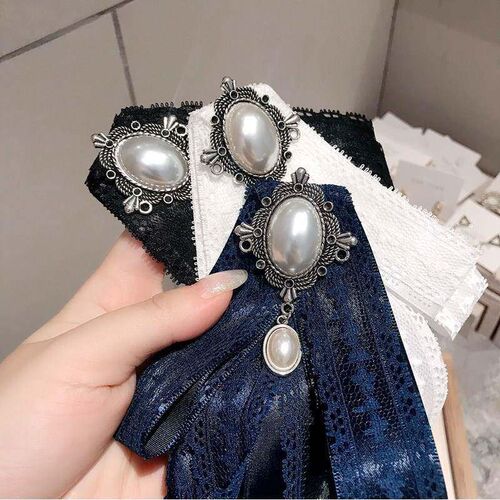 Victorian Jabot Collar Men Lace Neck Ruffs Vintage White Bla